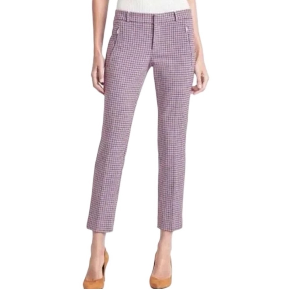 Banana Republic Sloan Plaid Ankle Pants Zip Pockets